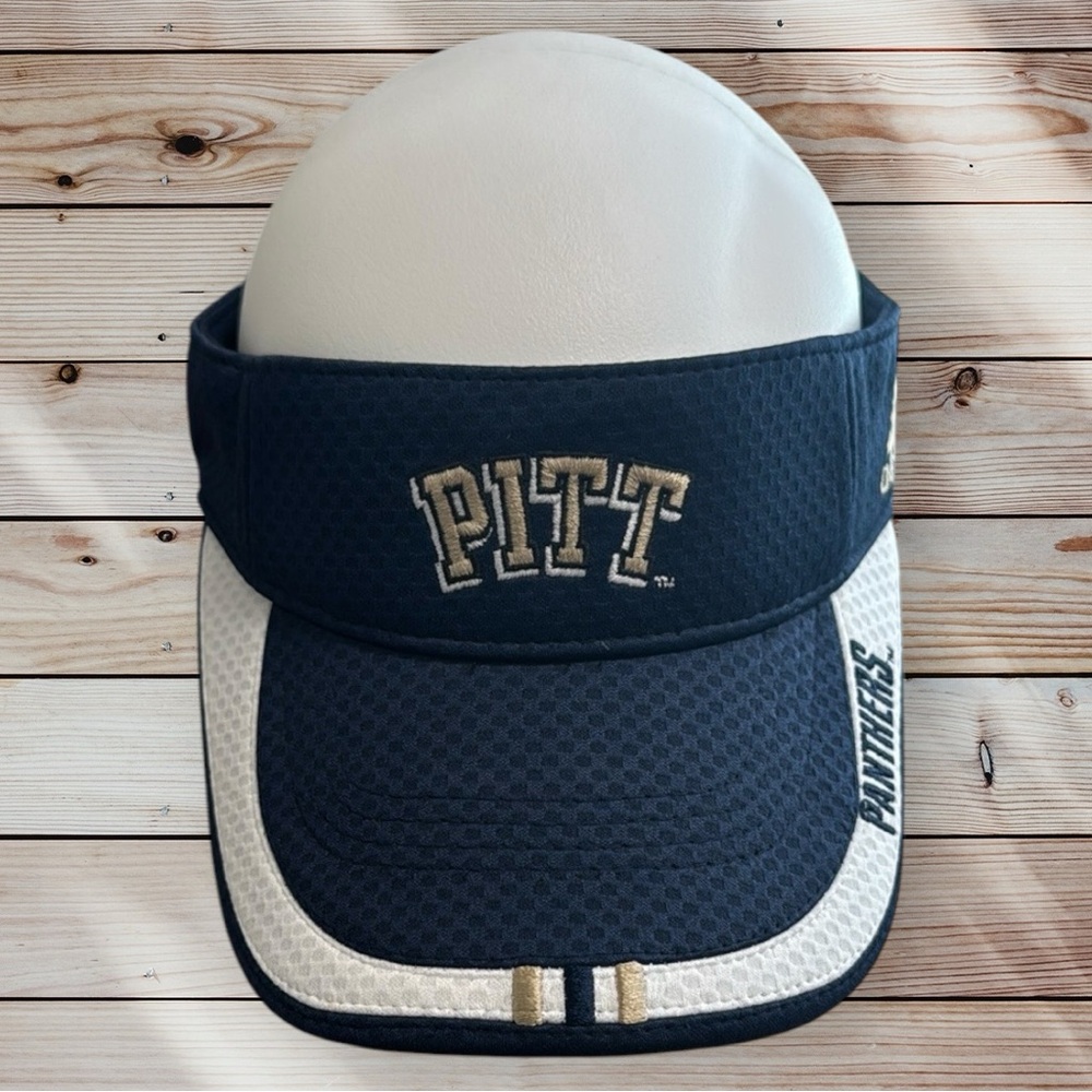 Adidas Pittsburgh Pitt Panthers NCAA Blue Gold White Adjustable Visor Hat Cap OS